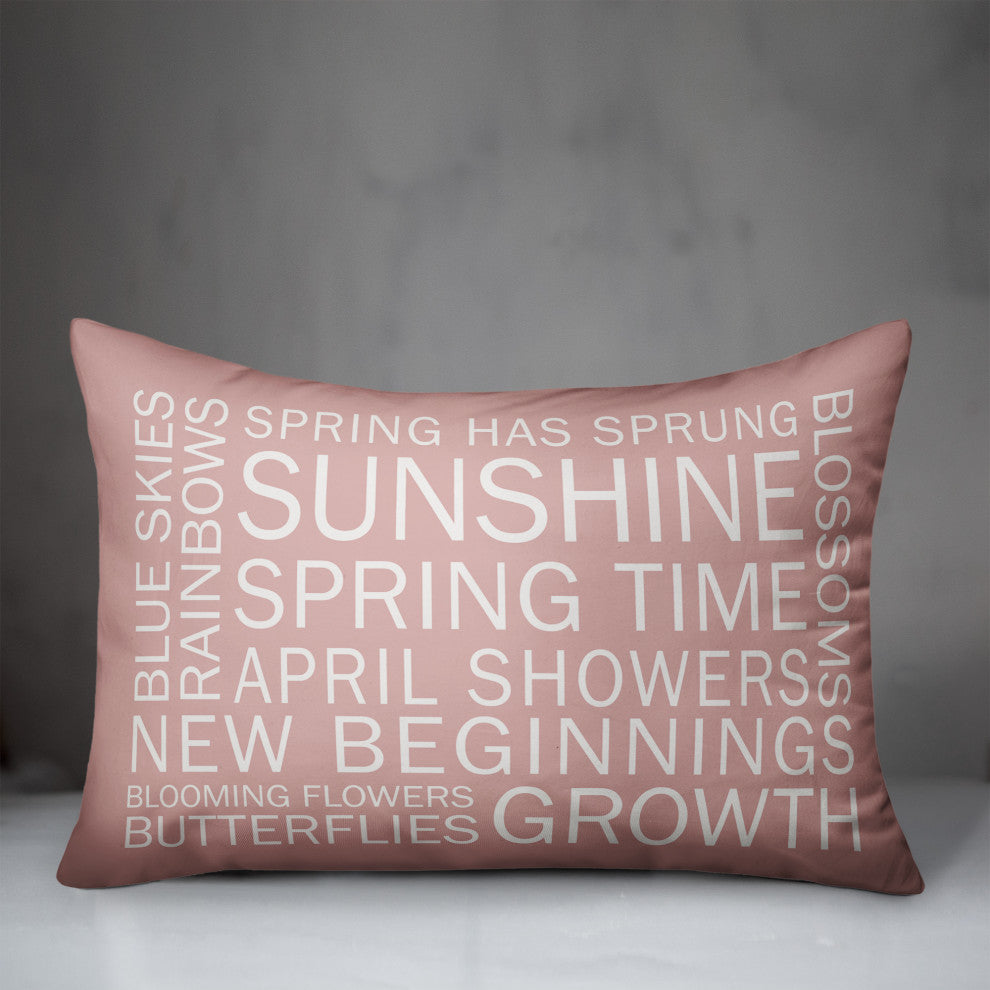 Pink Spring Sayings 20x14 Spun Poly Pillow