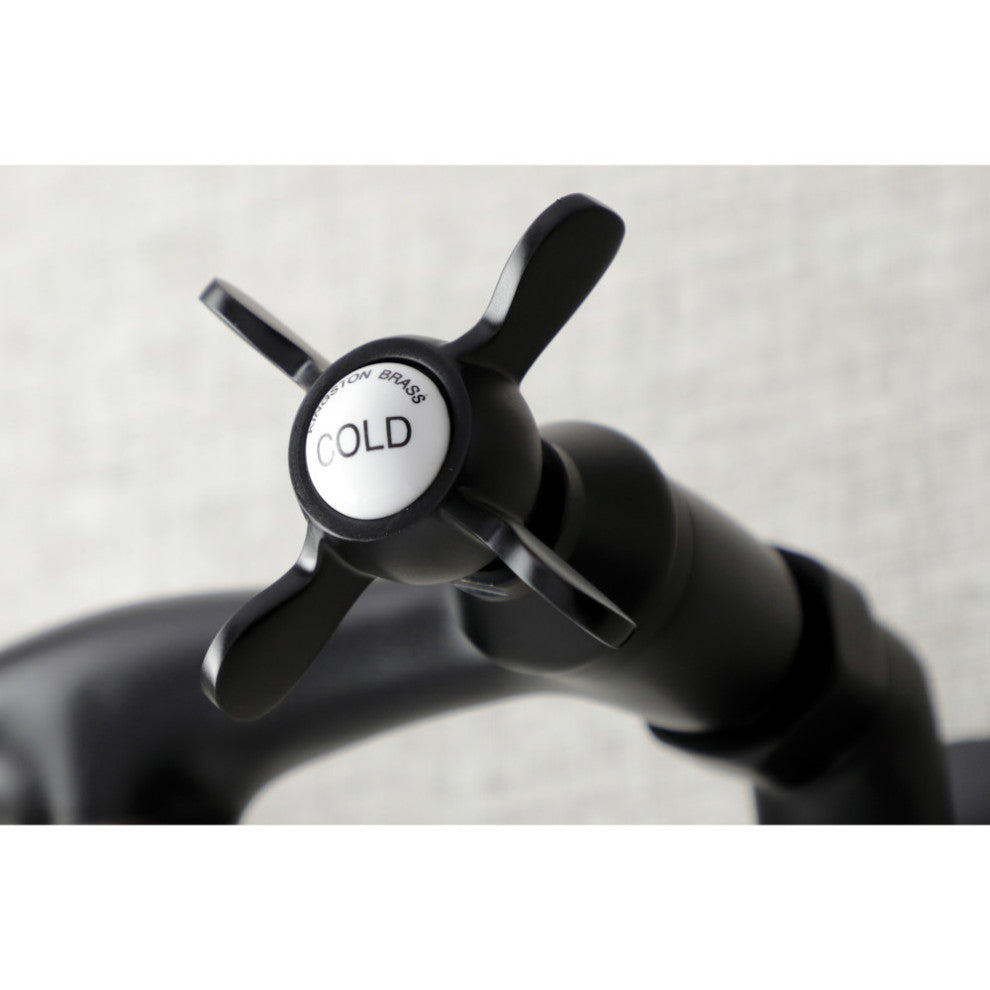 Kingston Brass KS115MB Essex Two Handle Wall Mount Bathroom Faucet, Matte Black