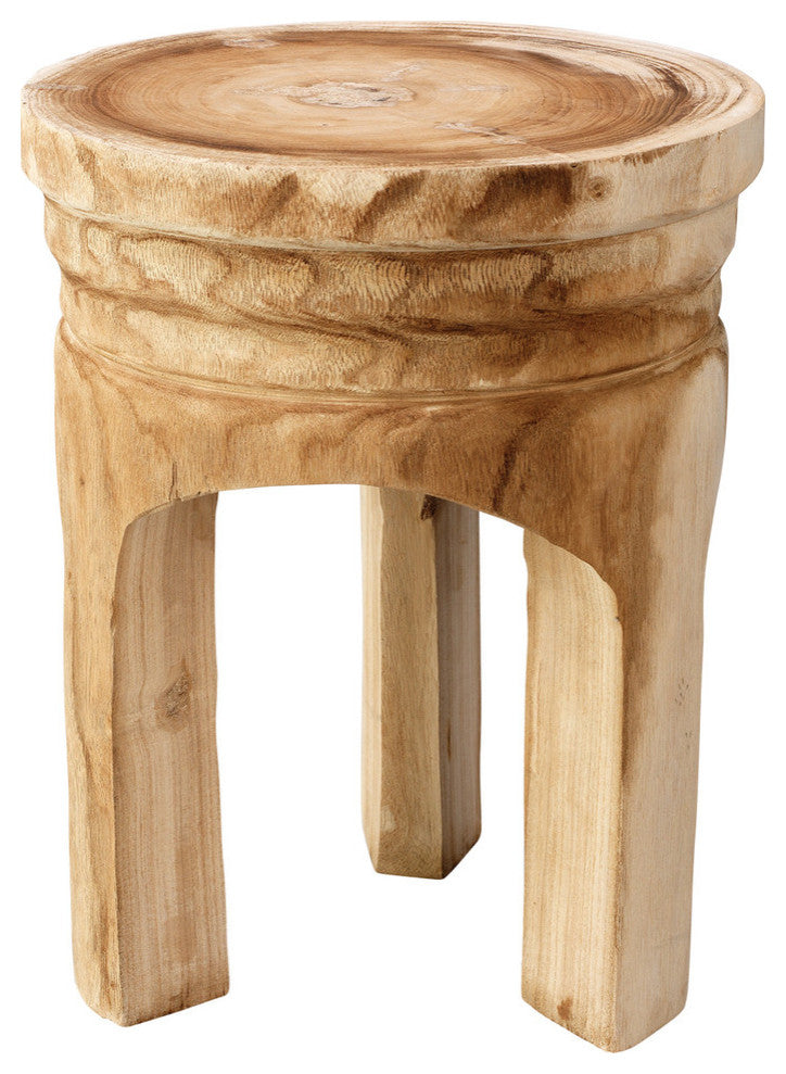 Mesa Wooden Stool, Natural Wood