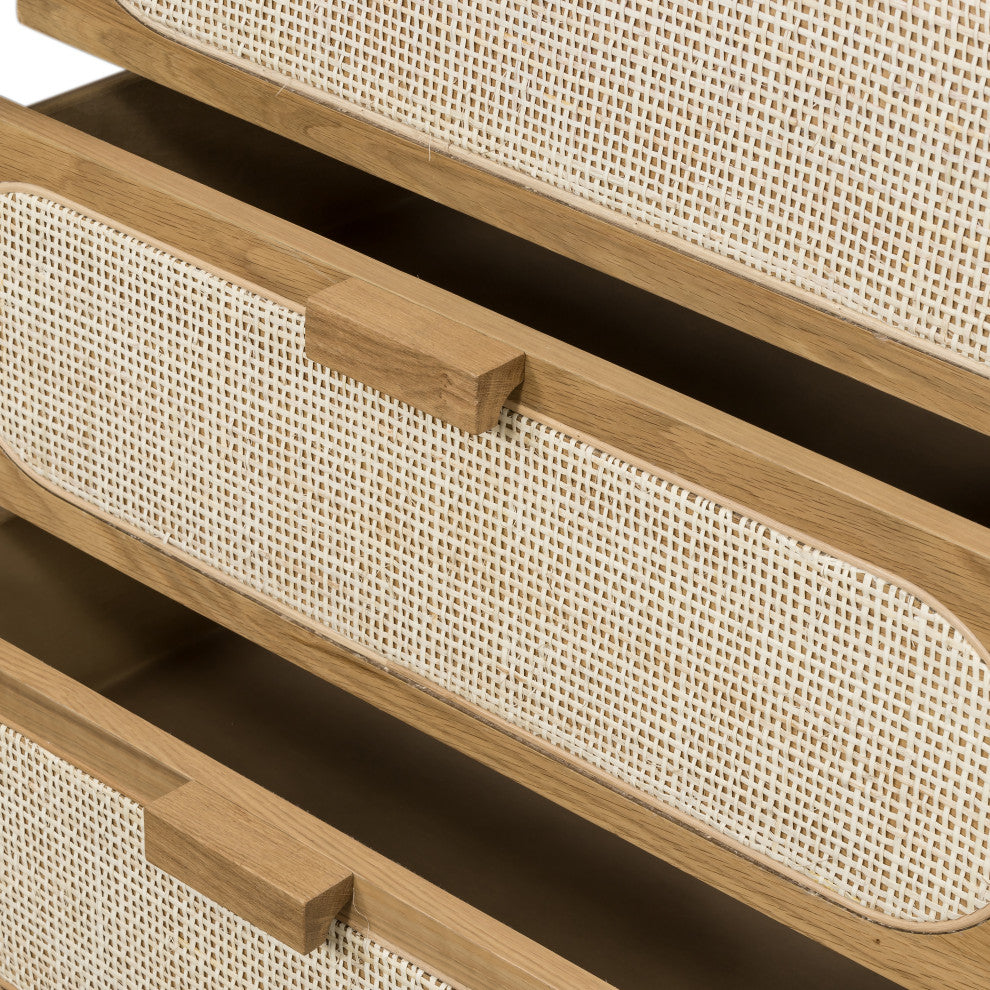 Allegra 5 Drawer Dresser-Natural Cane