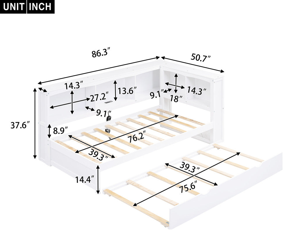 Gewnee Twin Size Daybed with Trundle