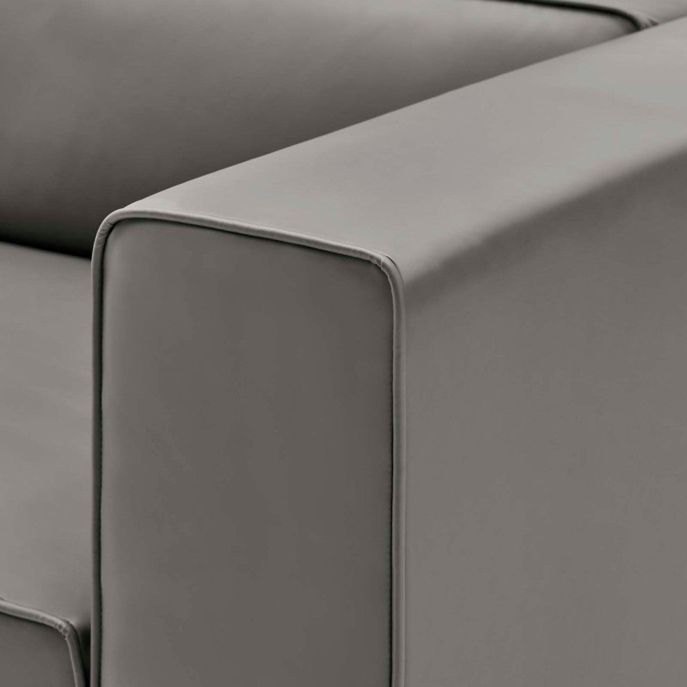 Armchair and Sofa Set, Faux Vegan Leather, Gray, Modern, Lounge Hospitality