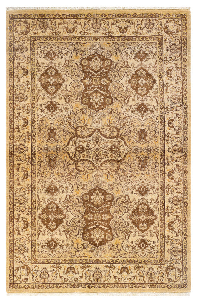 Nayak One-of-a-Kind Hand-Knotted Area Rug Yellow, 4'1"x6'3"