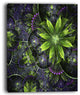 "Glossy Green Purple Fractal Flowers" Floral Wall Art Canvas, 12"x20"