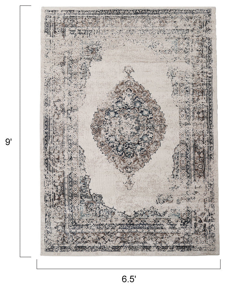 LNC Distressed Medallion Indoor Vintage Abstract Non Slip Area Rugs, 6'5 X 9'