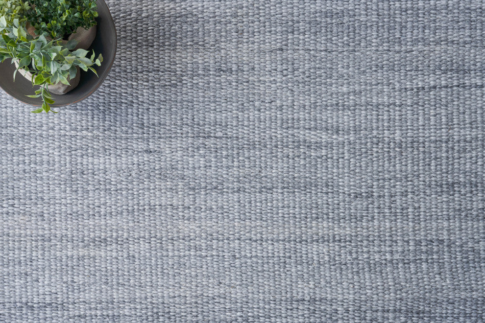 Loro Indoor/Outdoor Handmade Flatwoven PET yarn Light Silver Area Rug, 6'x9'