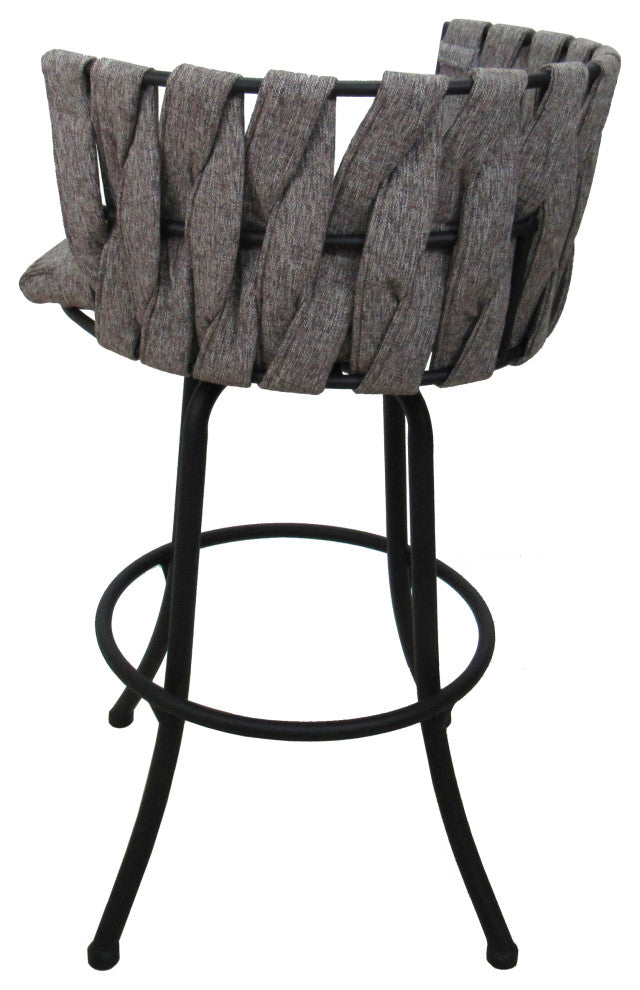Set of 3, Metalona Extra Tall Bar Stool, Mojave Gray, Black, 34"