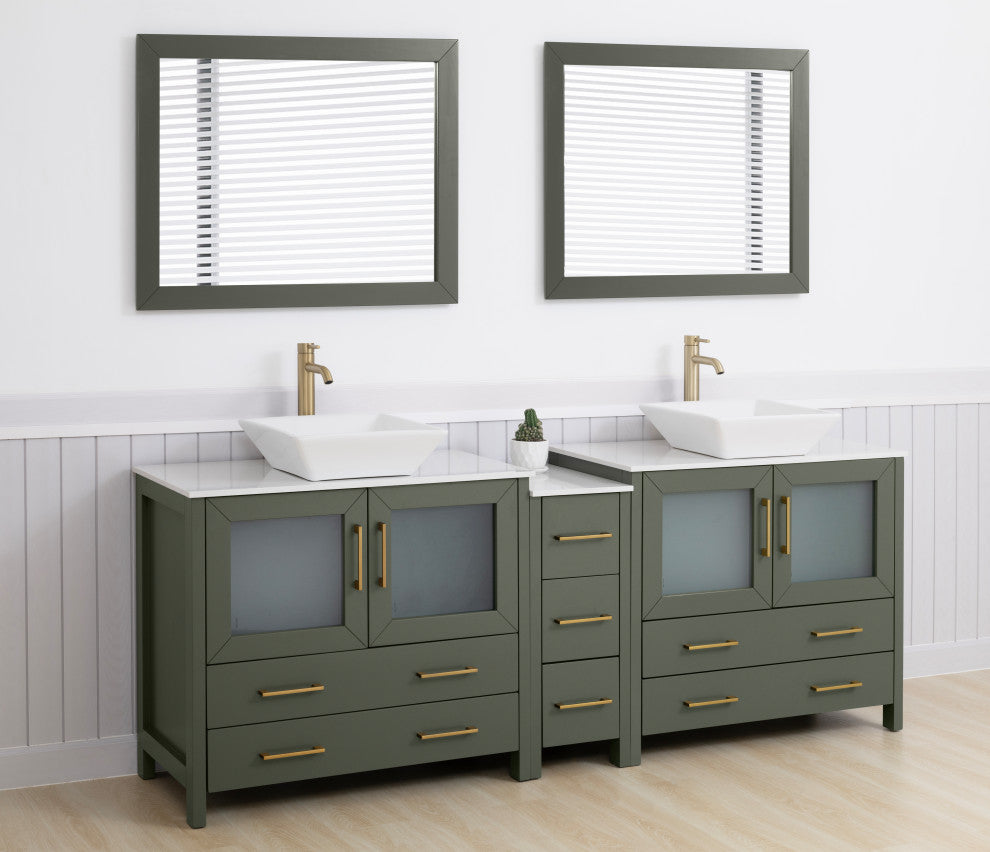 Vanity Art Vanity Set With Vessel Sink, Vintage Green, 84", Standard Mirror