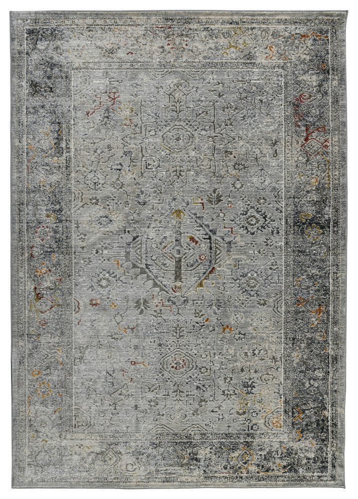Fairmont Hennasie Area Rug, Silver, 5'3" x 7'10", Bordered