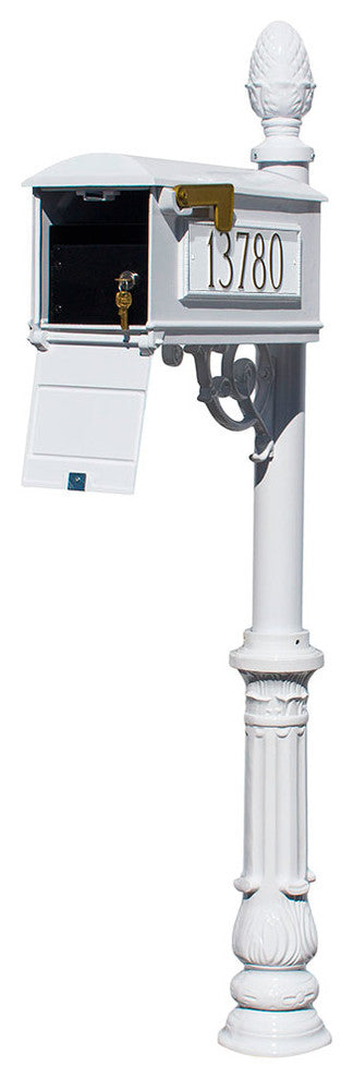 Mailbox Post System Locking Insert With 3-Cast Plates, White