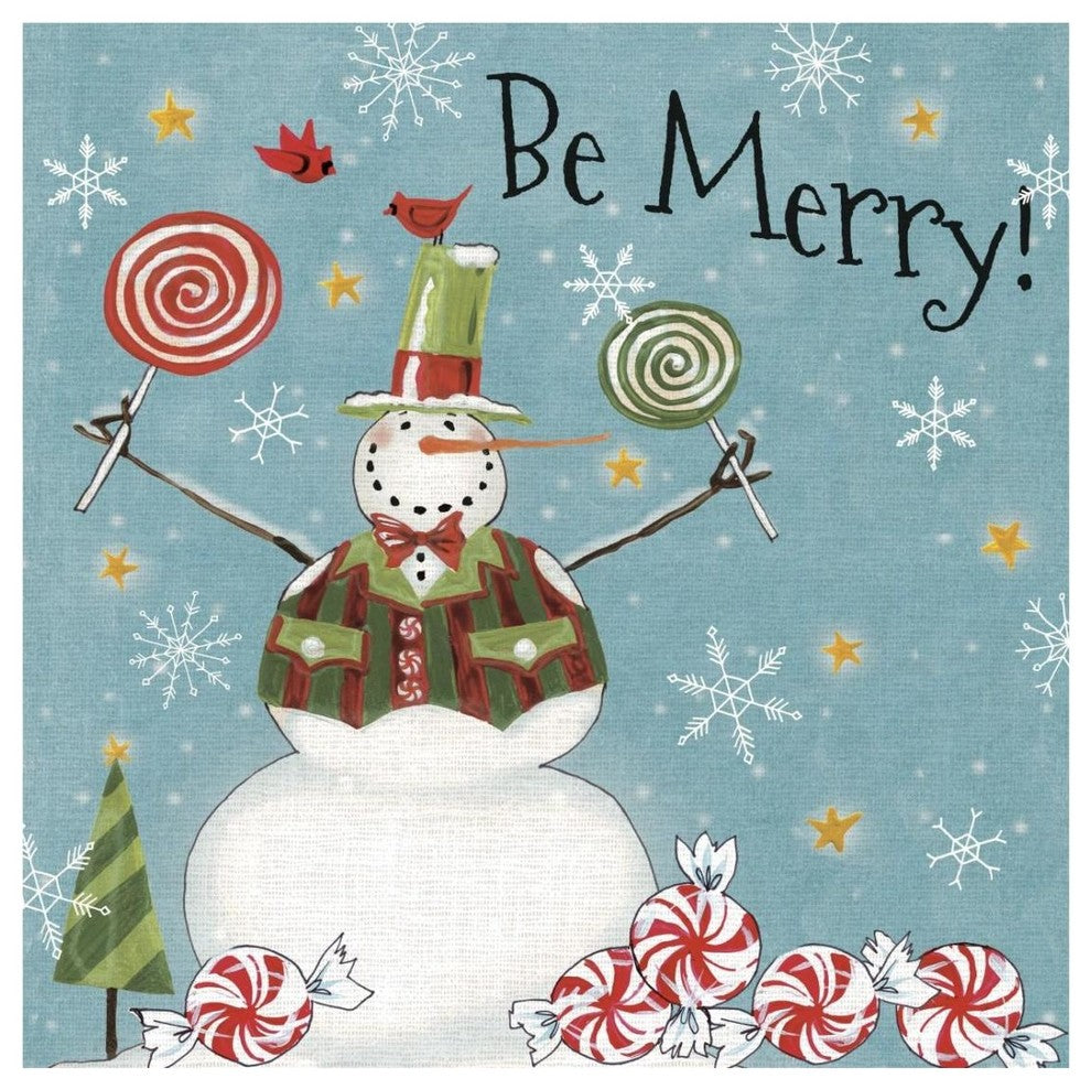"Sweet Snowmen IV Blue" Digital Paper Print by Anne Tavoletti, 26"x26"