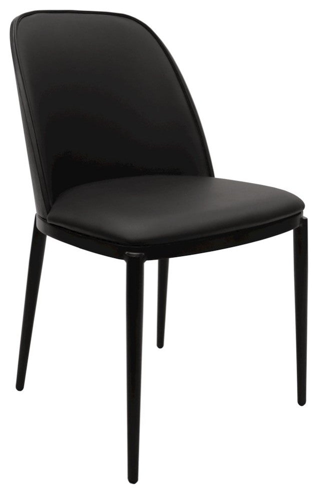 Tule Collection Dining Chair, Black Frame With Black Leather