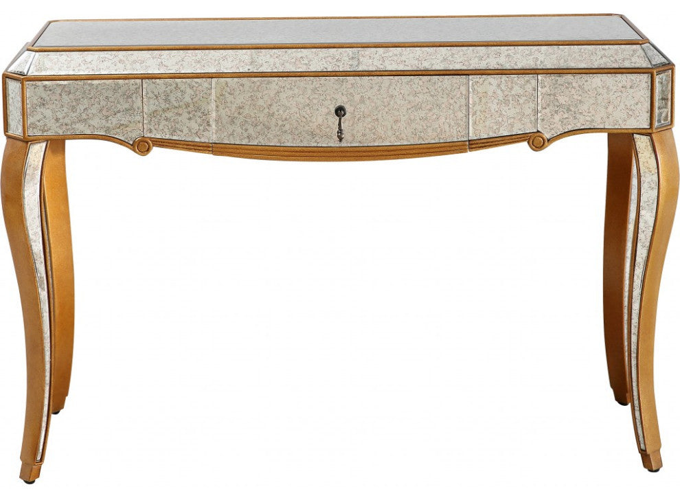 Antiqued Gold Wooden Console Table
