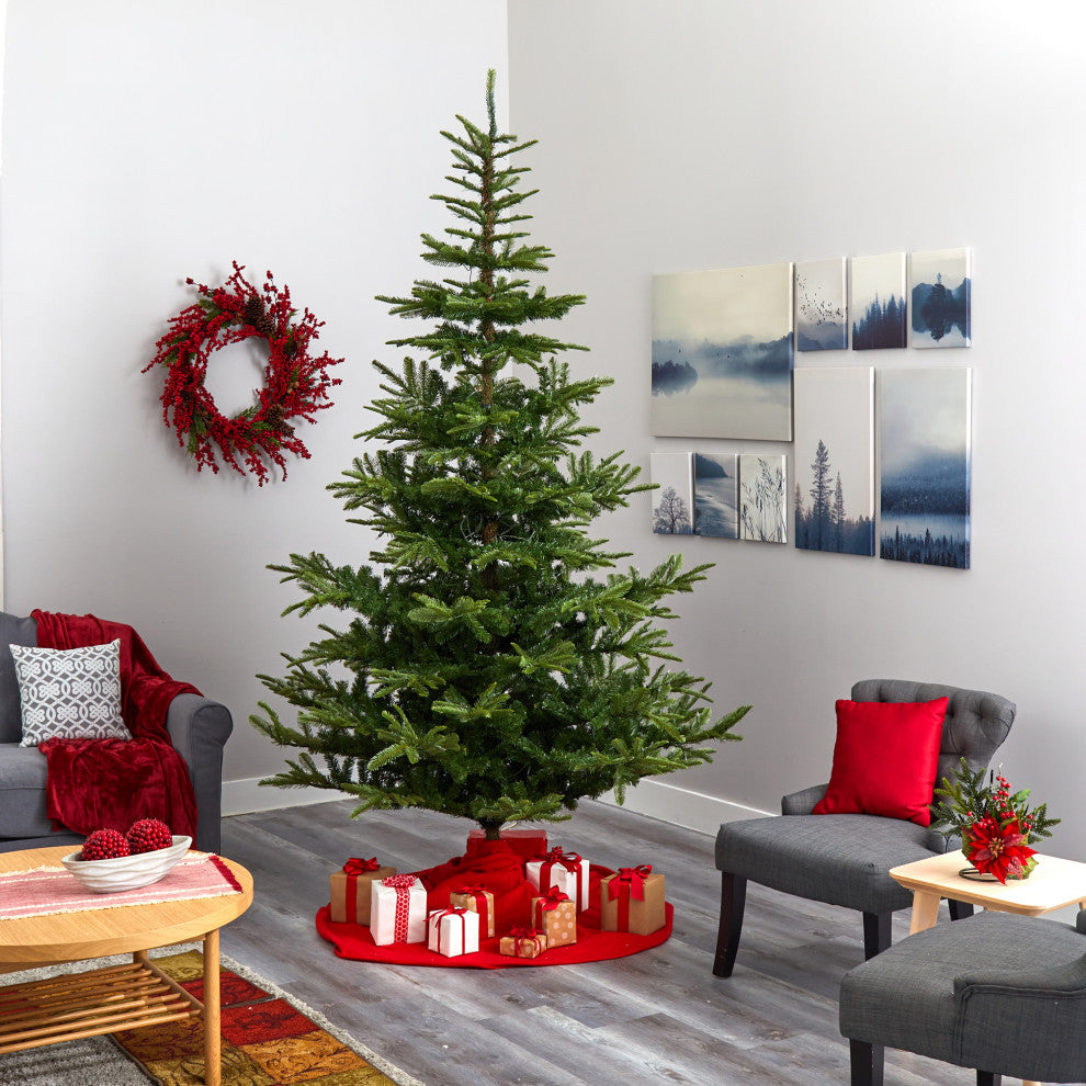 9' Layered Washington Spruce Faux Xmas Tree W/ Clear Lights & Bendable Branches