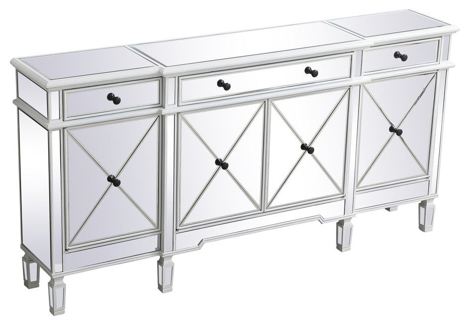 Calum 72" Mirrored Credenza, Antique White