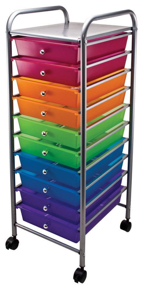 10 Drawer Organizer, Multi-colored Drawers