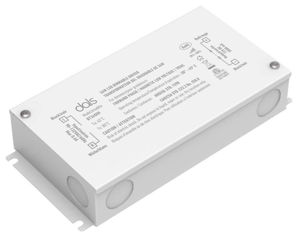36W 12V DC Dimmable LED Hardwire Driver, Gray