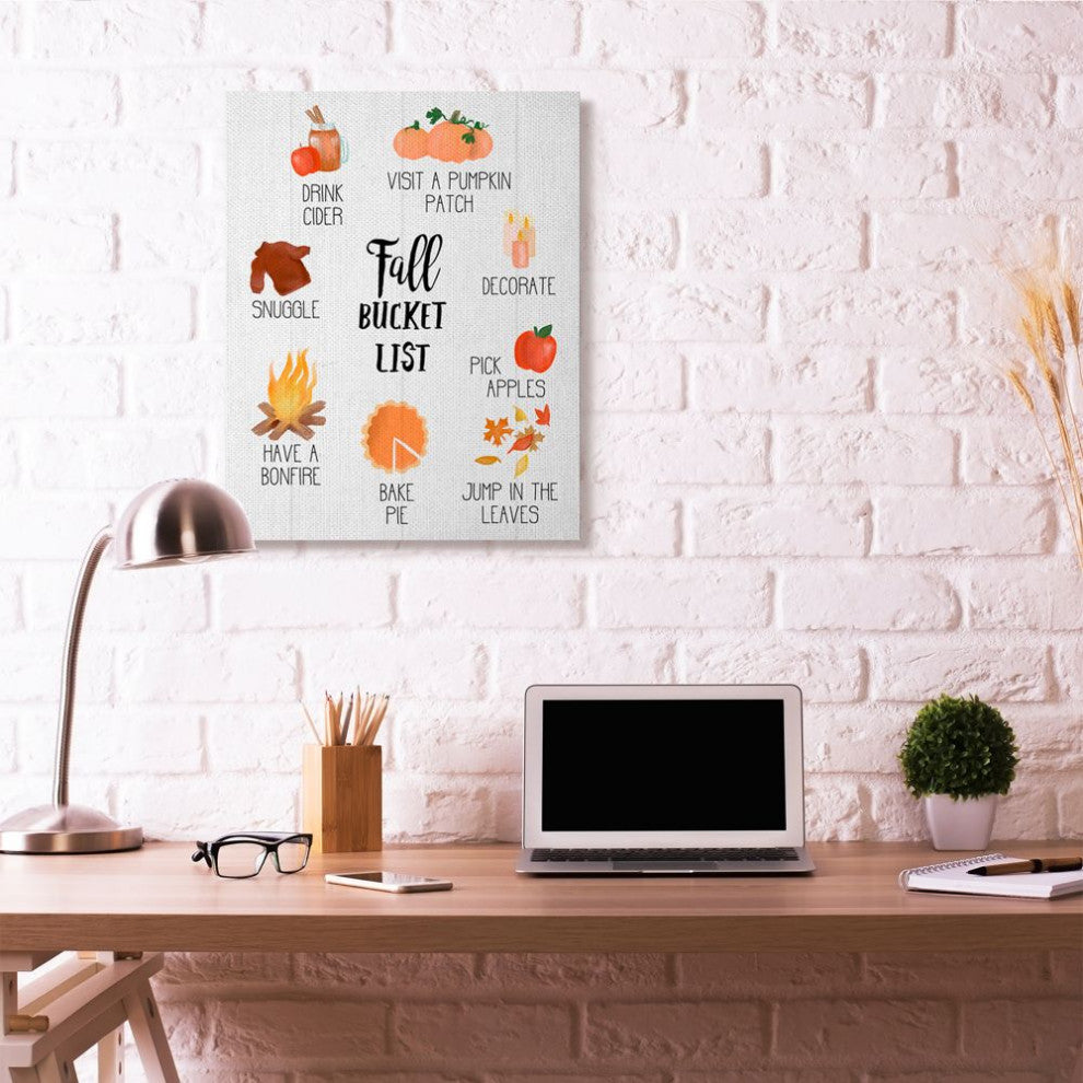 Stupell Industries Fall Bucket List Seasonal Food Autumn Word Design, 30"x40"