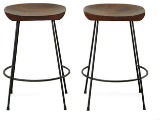 Diya Countoured Counter Stool Set of two, Chestnut/Black