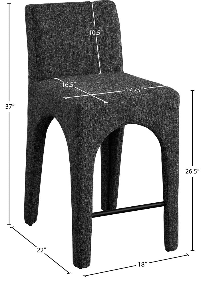 Gramercy Linen Textured Fabric Stool, Black