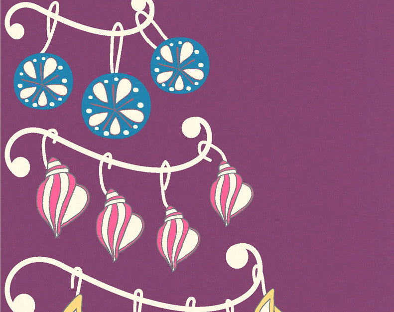 Beach Tree Holiday Geometric Print Kitchen Towel, Purple