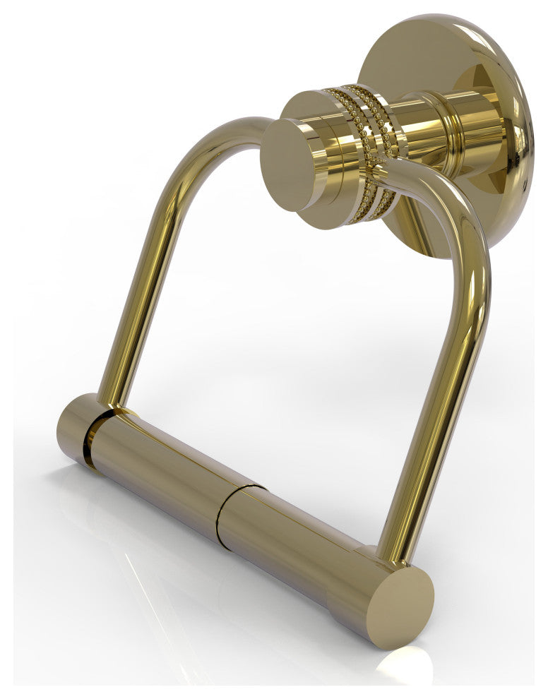 Mercury 2 Post Dotted Accent Toilet Tissue Holder, Unlacquered Brass