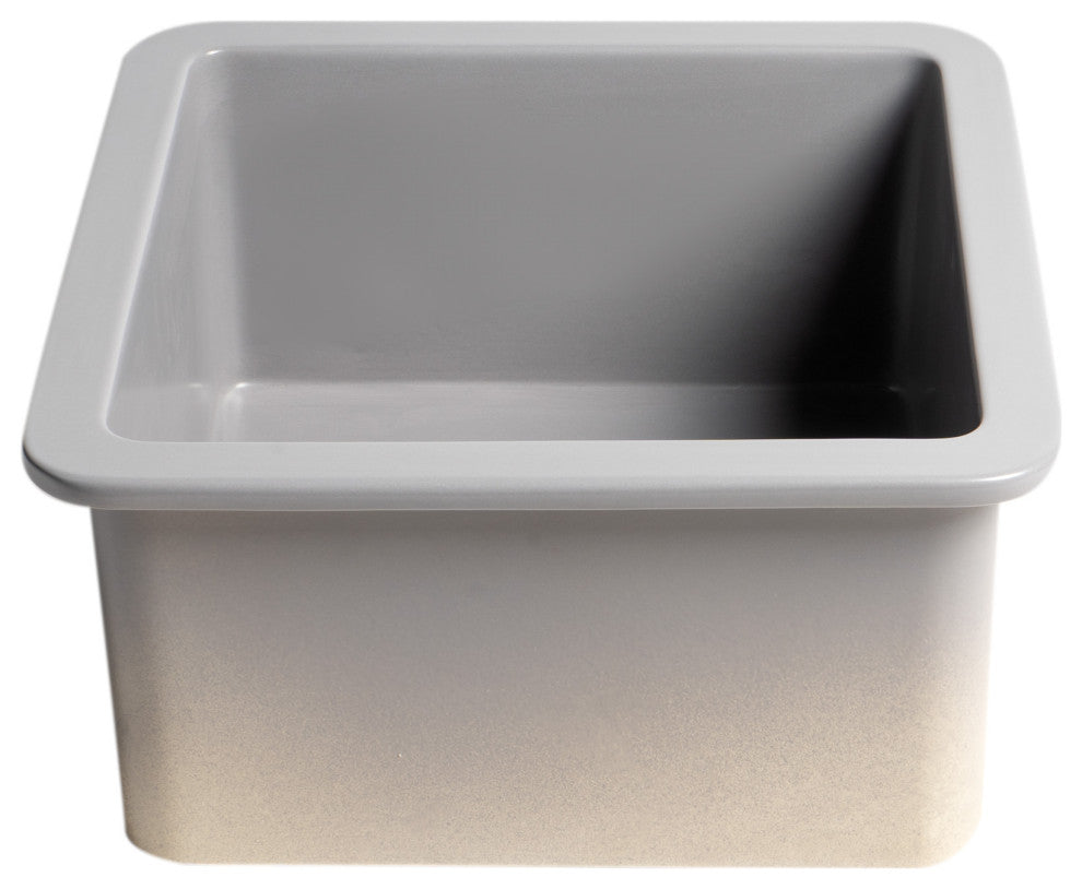 ALFI brand ABF1818S-GM Gray Matte Undermount / Drop In Fireclay Prep Sink
