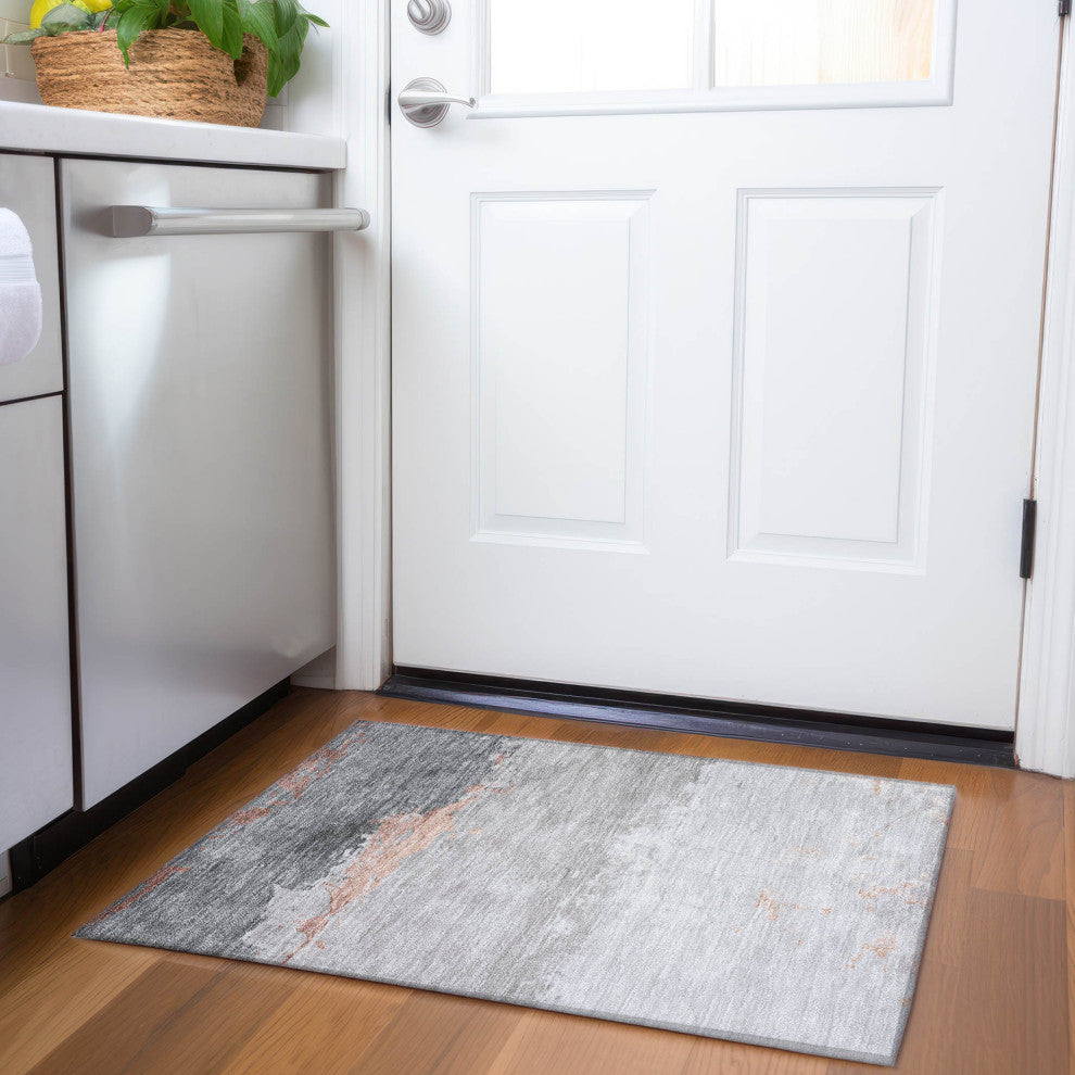 Machine Washable Indoor/Outdoor Chantille ACN1885 Salmon 1'8" x 2'6" Rug