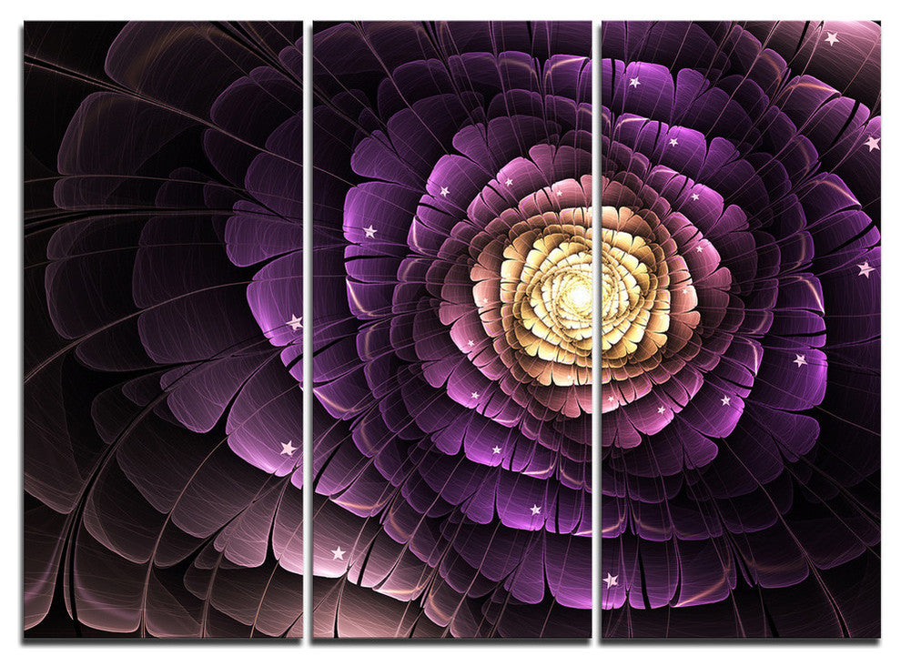 "Fractal Flower Light Purple Digital" Metal Wall Art, 3 Panels, 36"x28"