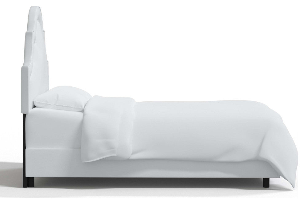 High Arched Bed With Border, Velvet White, King