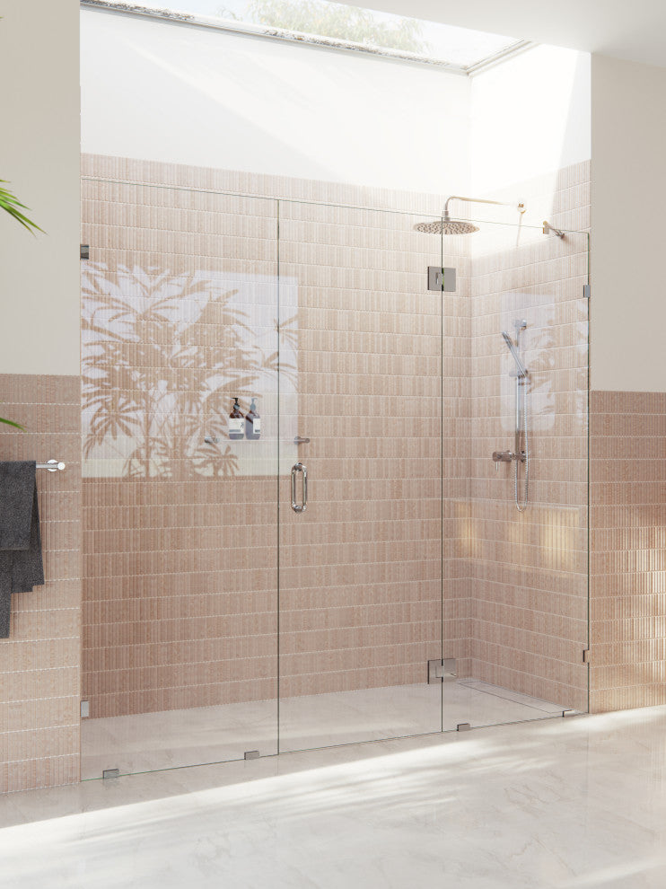 Glass Warehouse 78"x100" Frameless 3 Panel Inline Shower Door, Polished Chrome