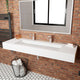 CastelloUSA Pyramid Solid Surface Wall Mounted Ramp Basin Sink, White, 60", Standard