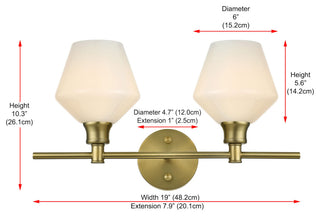 Elegant Lighting LD2313 Gene 2 Light 19"W Vanity Light - Satin Gold