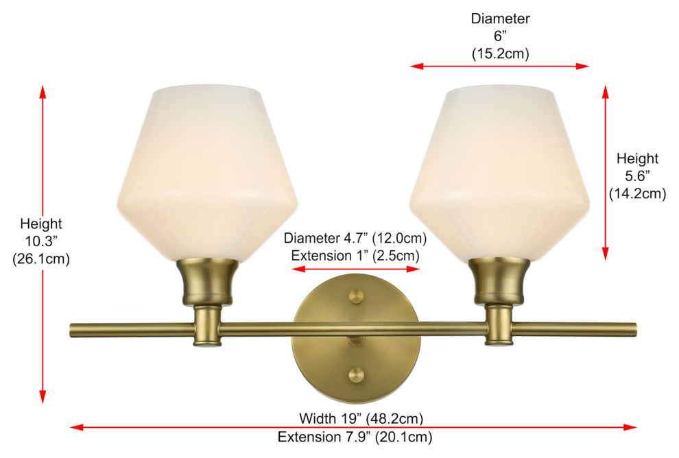 Elegant Lighting LD2313 Gene 2 Light 19"W Vanity Light - Satin Gold