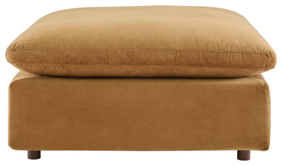 Commix Down Filled Overstuffed Performance Velvet 6Piece Sectional Sofa-Cognac