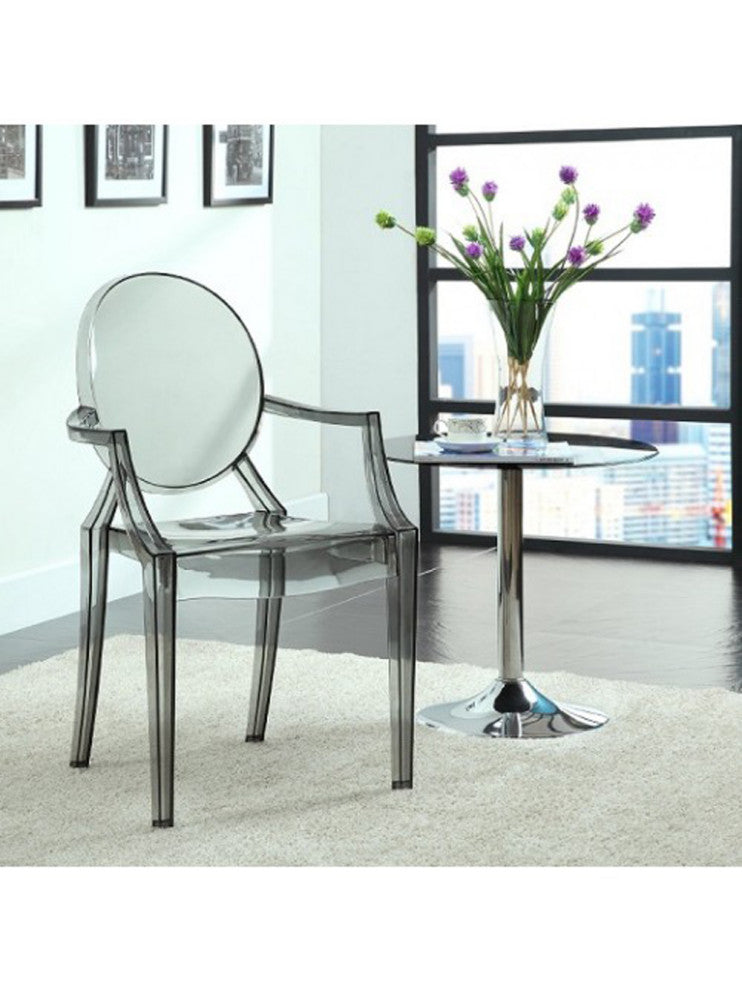 Kitchen Dining Arm Rest Chair, Crystal Smoke Transparent