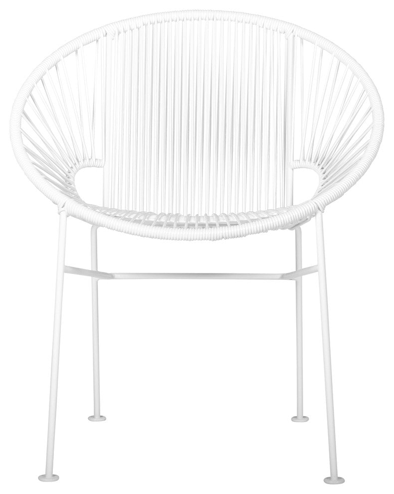 Concha Indoor/Outdoor Handmade Dining Chair, White Weave, White Frame