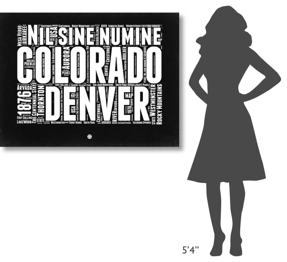 "Colorado Black and White Map" Fine Art Print