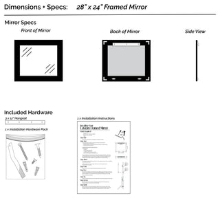 Pendleton Framed Wall Mirror, Nickel, 28" X 24"