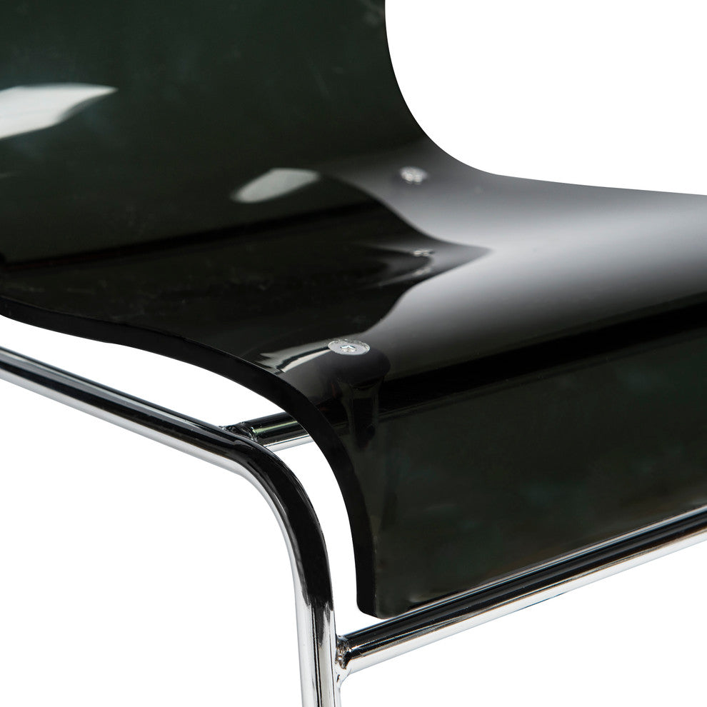 LeisureMod Lima Lucite Acrylic Dining Side Chairs, Black