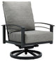 Stanford Cushion High Back Swivel Rocker Lounge Chair, Textured Pewter