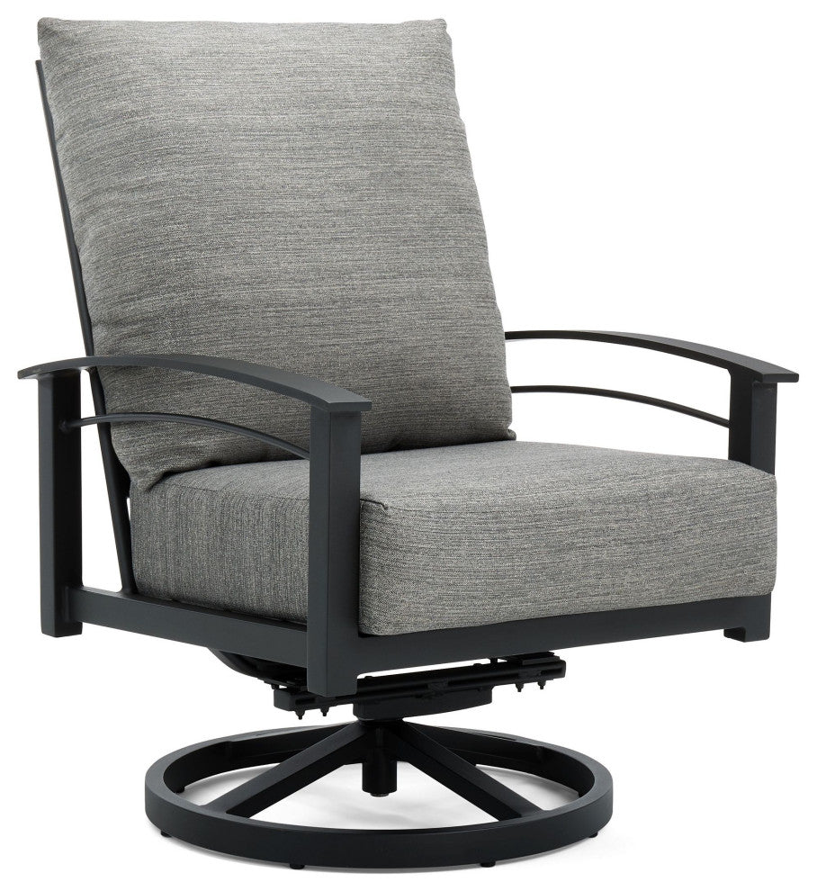 Stanford Cushion High Back Swivel Rocker Lounge Chair, Textured Pewter