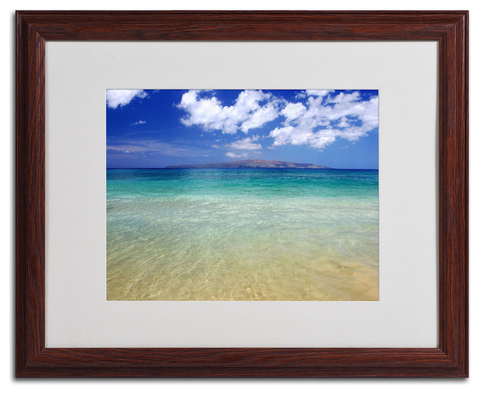 'Hawaii Blue Beach' Matted Framed Canvas Art by Pierre Leclerc