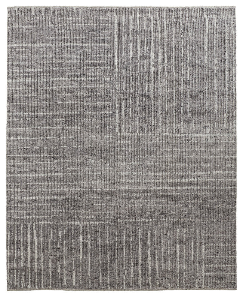 Weave & Wander Rheed Wool Rug, Silver Gray/Ivory, 9ft-6inx13ft-6in Rug