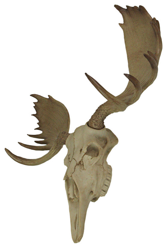 Large Lifelike Bull Moose Skull Hanging Wildlife Decor Statue