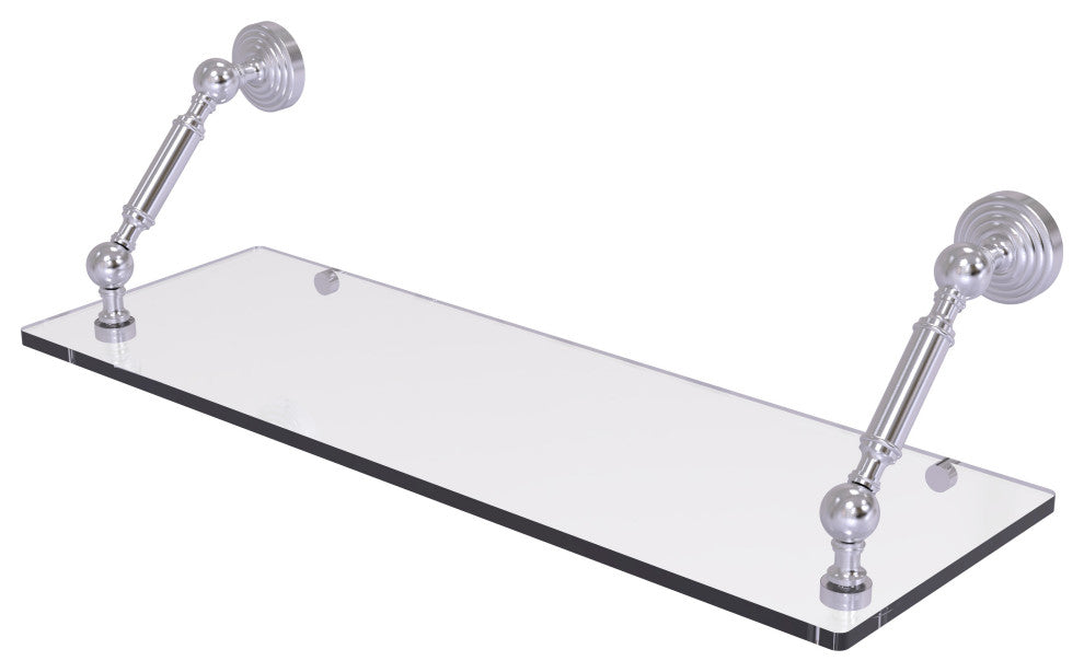 Waverly Place 24" Floating Glass Shelf, Satin Chrome
