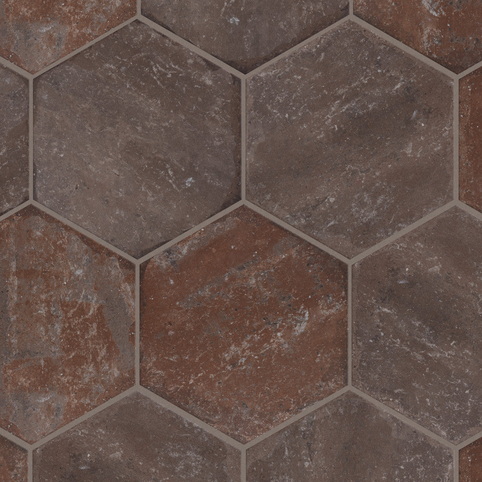 Brickyard Hex Red Porcelain Floor and Wall Tile