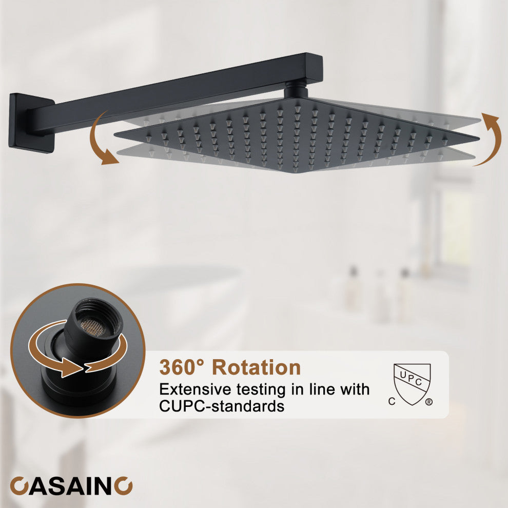 3 Function Digital Display Single Handle Shower System set with Body Spray, Matte Black