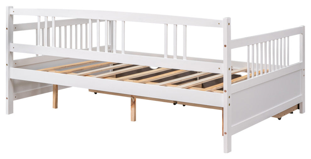 Gewnee Wood Full Size Daybed with Two Drawers in White