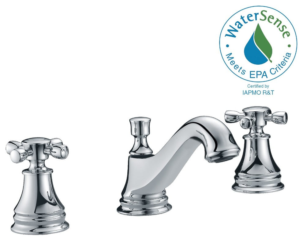 Melody Series 8" Widespread 2 Handle Mid-Arc Bathroom Faucet, Polished Chrome
